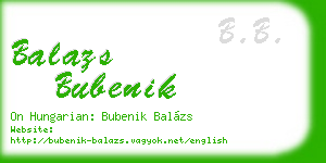 balazs bubenik business card